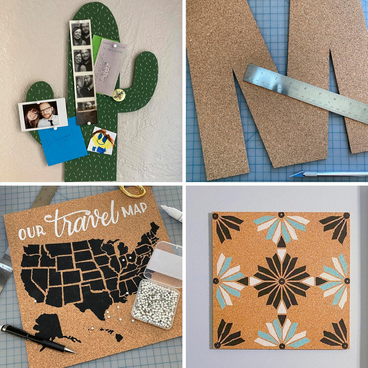 Quartet -Azulejos de corcho, 30,5 x 30,5 cm, Paquete de 8 unidades