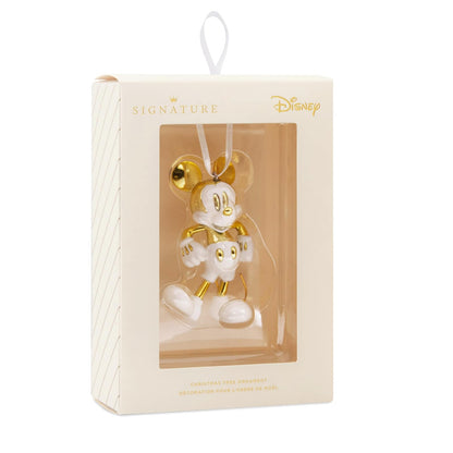 Hallmark Disney Mickey Mouse - Ornamento navideño Blanco y Dorado, cerámica, Regalos para fanáticos de Disney
