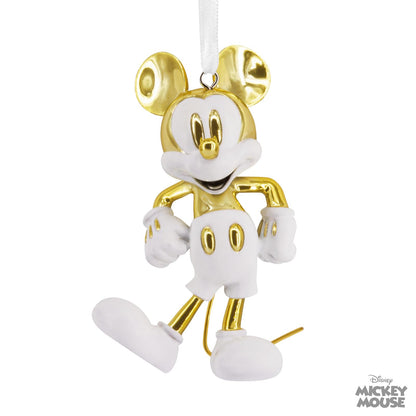 Hallmark Disney Mickey Mouse - Ornamento navideño Blanco y Dorado, cerámica, Regalos para fanáticos de Disney