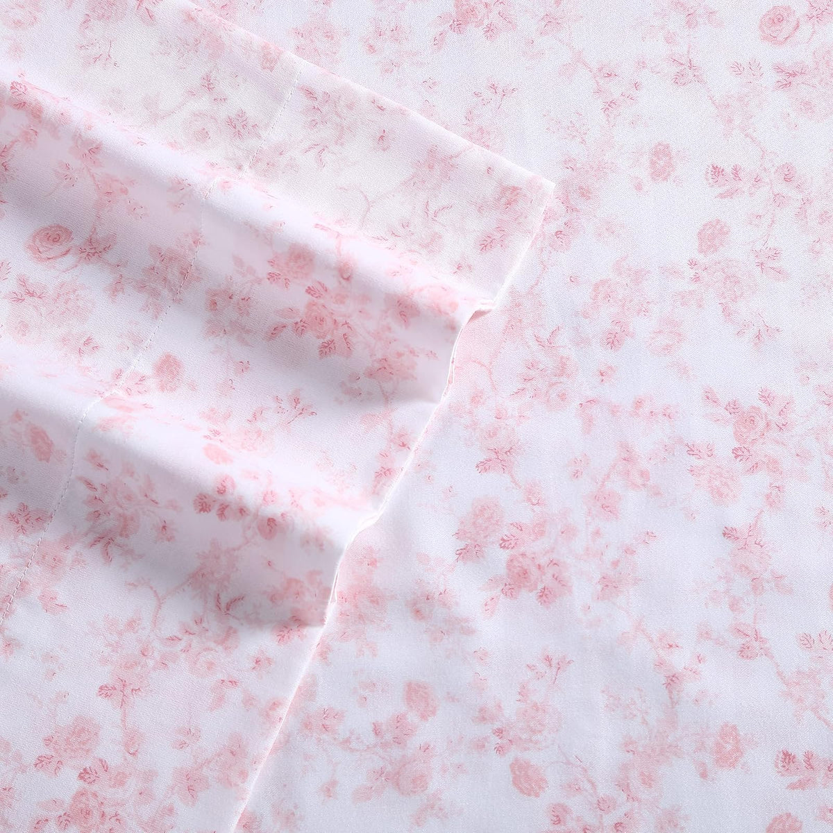 Laura Ashley Juego de Sábanas King Bella Pink | Bella Pink, 300 hilos, algodón satén, sábana bajera con bolsillo profundo, incluye fundas de almohada