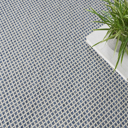 Nourison Courtyard - Alfombra de área para Interiores y Exteriores, Color Azul Marfil de 5 x 7 pies, geométrica, fácil de Limpiar, no se desprende, recámara, Sala de Estar, Comedor, terraza, Patio,