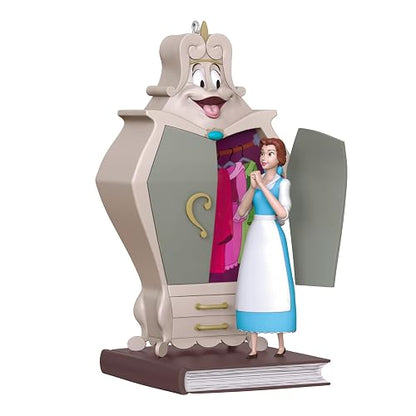 Hallmark - Adorno navideño de Recuerdo 2025, Disney Beauty and The Beast Belle con el clóset, Regalos para fanáticos de Disney