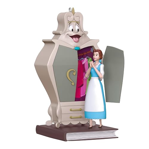 Hallmark - Adorno navideño de Recuerdo 2025, Disney Beauty and The Beast Belle con el clóset, Regalos para fanáticos de Disney