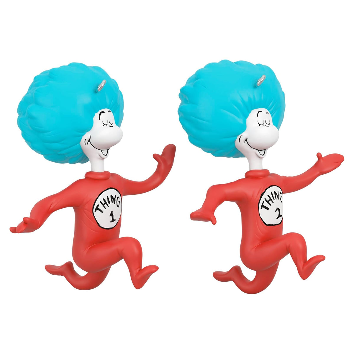 Hallmark - Adornos navideños de Recuerdo 2024, Dr. Seuss's The Cat in The Hat Thing One and Thing Two, Juego de 2, Regalos para los fanáticos del Dr. Seuss