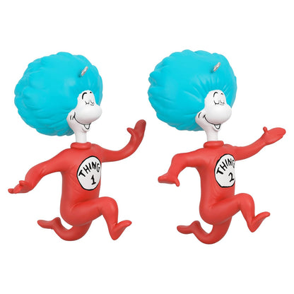 Hallmark - Adornos navideños de Recuerdo 2024, Dr. Seuss's The Cat in The Hat Thing One and Thing Two, Juego de 2, Regalos para los fanáticos del Dr. Seuss