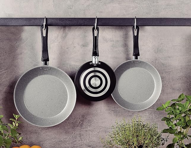 Tramontina Linz Juego Sartenes Aluminio Antiadherente | Negro, 3 piezas, Starflon Max, mangos baquelita antitérmica
