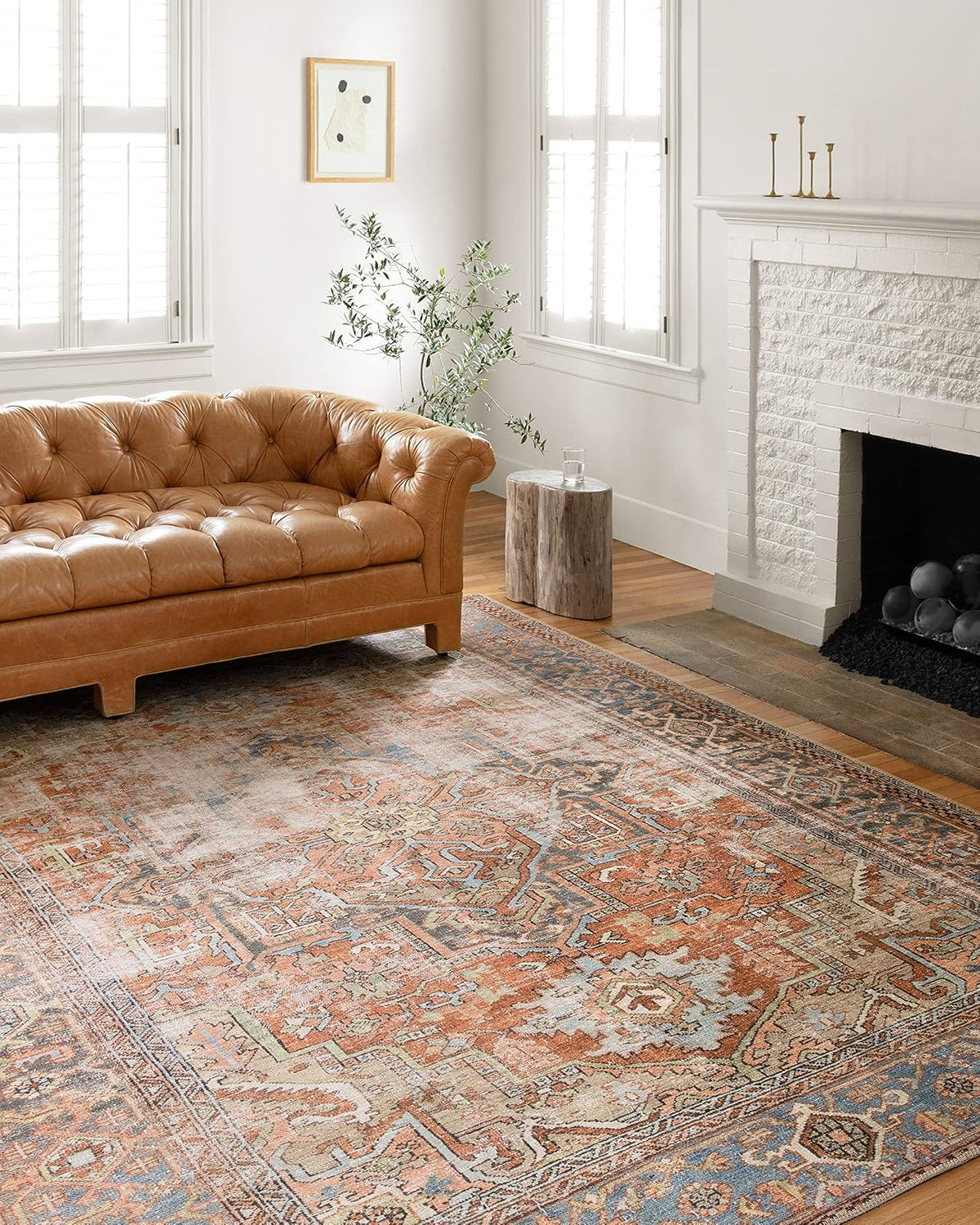 Loloi Tapete Tejido Estilo Vintage, Colección Loren - Terracotta - Sky - 7'6" x 5' (Rectangular)