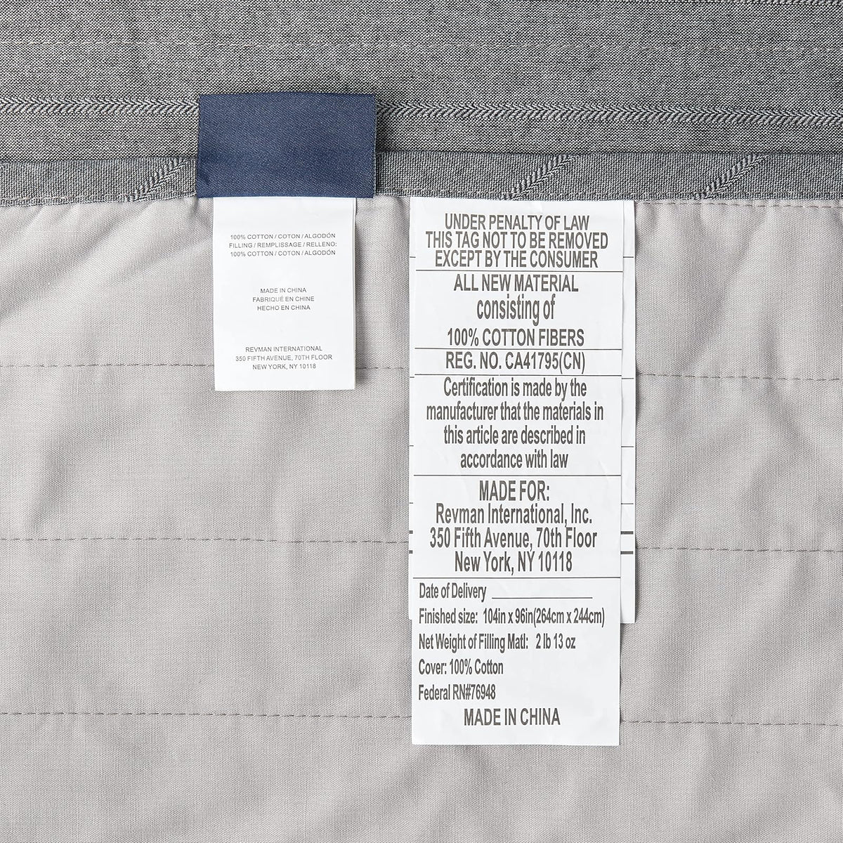 Nautica Colección Vessey | Colcha 100% algodón Reversible y Ligera, prelavada para Mayor Comodidad, fácil Cuidado, Lavable a máquina, King, Gris