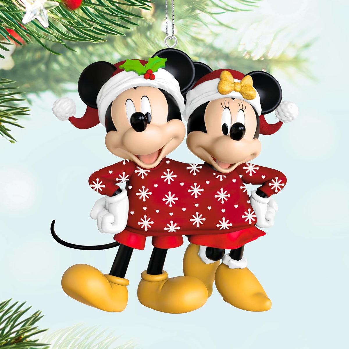 Hallmark - Adorno navideño de Recuerdo 2025, Disney Mickey y Minnie Sweethearts, Regalos para Fans de Disney