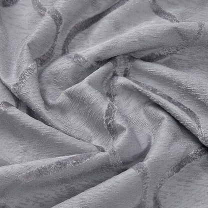 HLC.ME Cortina de aislamiento térmico, enrejado flocado, 100 % de oscurecimiento completo, con ojales, ahorro de energía e insonorización, ideal para sala y recámara, juego de 2, Moderno, Gris claro, 50 W x 96 L, 1