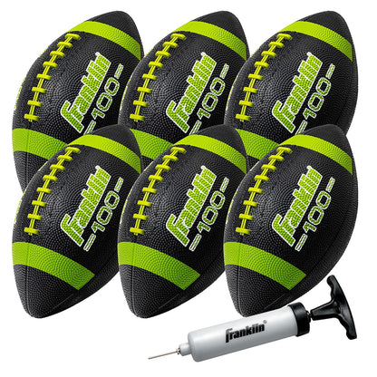 Franklin Sports Pelota de Fútbol Americano Infantil Grip-Rite - Negro - Óptico - 6 bolas