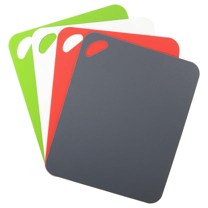 Dexas Juego de 4 Tablas de Cortar de Plástico Antideslizantes - 11.5 x14 - Gris, rojo, blanco y verde