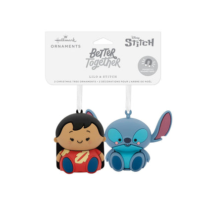 Hallmark Better Together Disney Lilo & Stitch Adornos magnéticos de Navidad, Juego de 2, inastillables