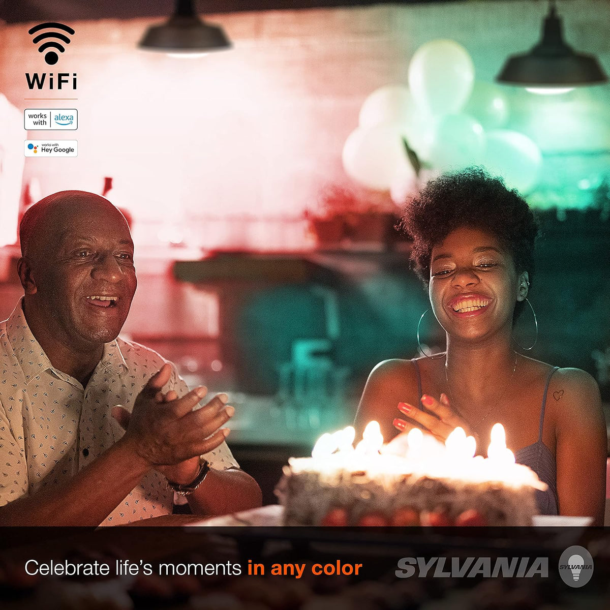 Sylvania Smart+ Wi-Fi Full Color Regulable BR30 Bombilla LED CRI 90+, equivalente a 65 W, funciona con Alexa y Google Assistant, 4 unidades