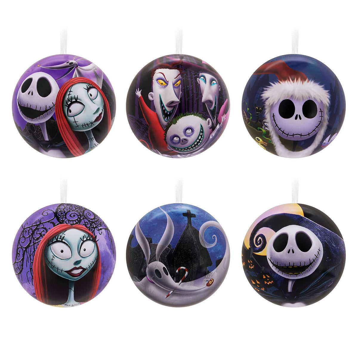 Hallmark Set de 12 Adornos Navideños Mickey y Minnie, Bola de Lata - Pesadilla antes de Navidad