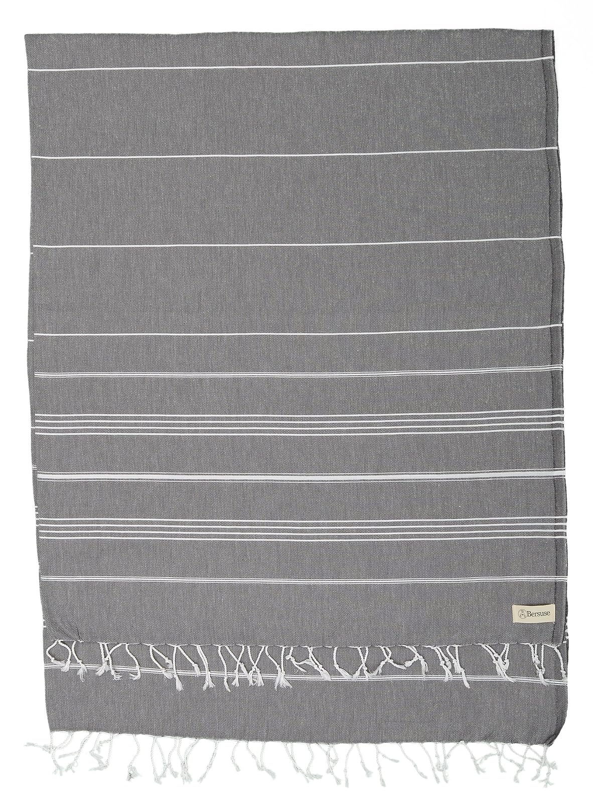 Bersuse - Manta para Cama o sofá (100% algodón, tamaño XL), diseño de Rayas, 61 x 82 Pulgadas, Color Gris