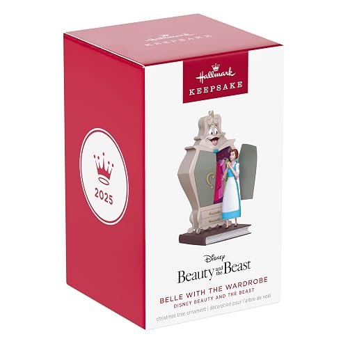 Hallmark - Adorno navideño de Recuerdo 2025, Disney Beauty and The Beast Belle con el clóset, Regalos para fanáticos de Disney