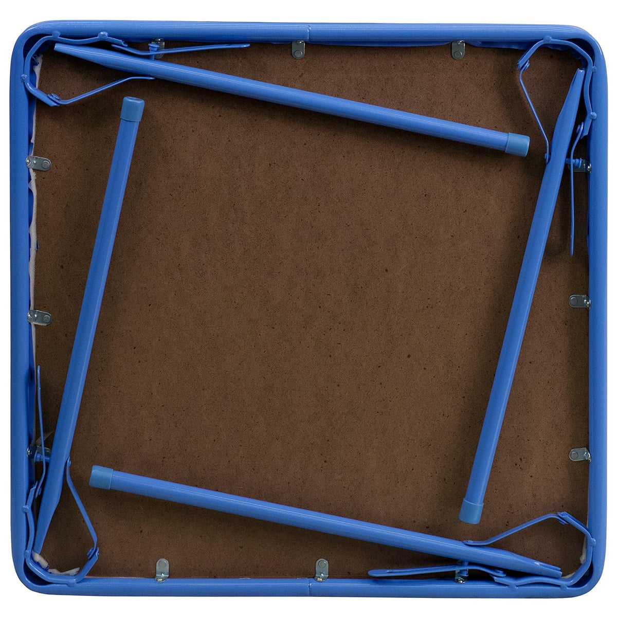 Flash Furniture Kids Blue Folding Table, 24" D x 24" W x 20.25" H | Parte superior acolchada de vinilo, patas de bloqueo con revestimiento de polvo, guardería