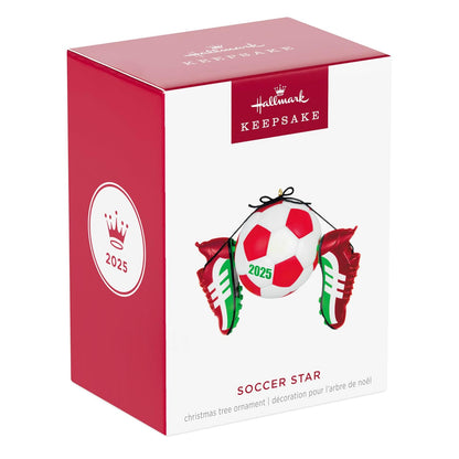 Hallmark - Adorno navideño de Recuerdo 2025, Estrella del fútbol 2025, Regalos para fanáticos del Deporte