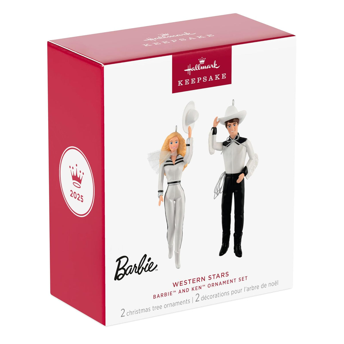 Hallmark - Adornos de Navidad 2025, Barbie y Ken Western Stars, Juego de 2, Regalos para los fanáticos de Barbie