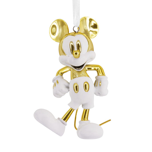 Hallmark Disney Mickey Mouse - Ornamento navideño Blanco y Dorado, cerámica, Regalos para fanáticos de Disney
