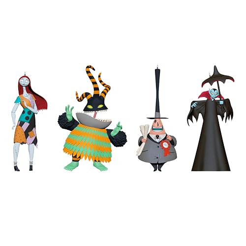 Hallmark - Adornos de Halloween 2025, Disney Tim Burton's The Nightmare Before Christmas Citizens of Halloween Town, Juego de 4, Regalos para los fanáticos de la Pesadilla Antes de Navidad