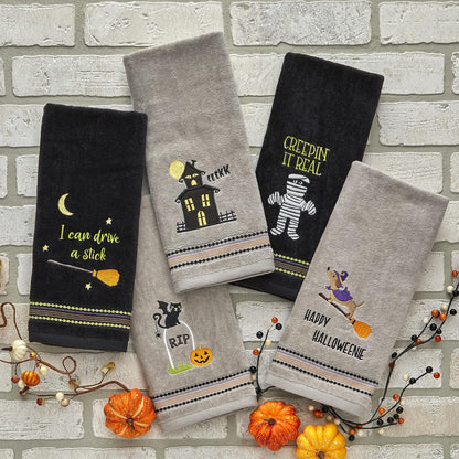 SKL Home - Juego de Toallas de Mano de Halloween Que Brillan en la Oscuridad, para baño, Cocina, Bar y Regalo, 2 Unidades