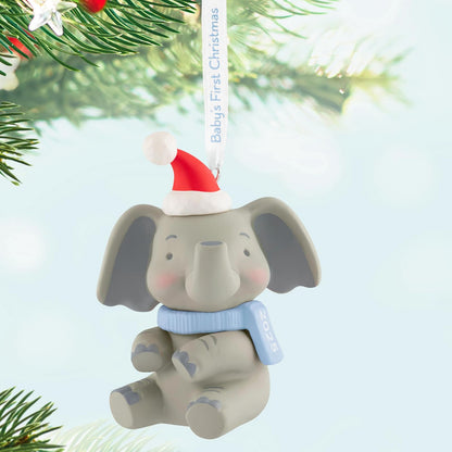 Hallmark - Adorno navideño de Recuerdo 2025, el Primer Elefante navideño para bebé niño 2025