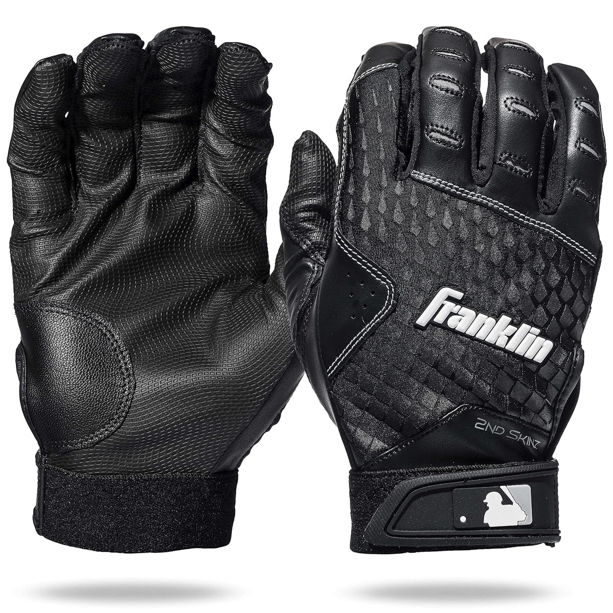 Franklin Sports MLB Guantes de Bateo 2nd-Skinz para Béisbol y Softball - Adult X-Large - Negro - Negro