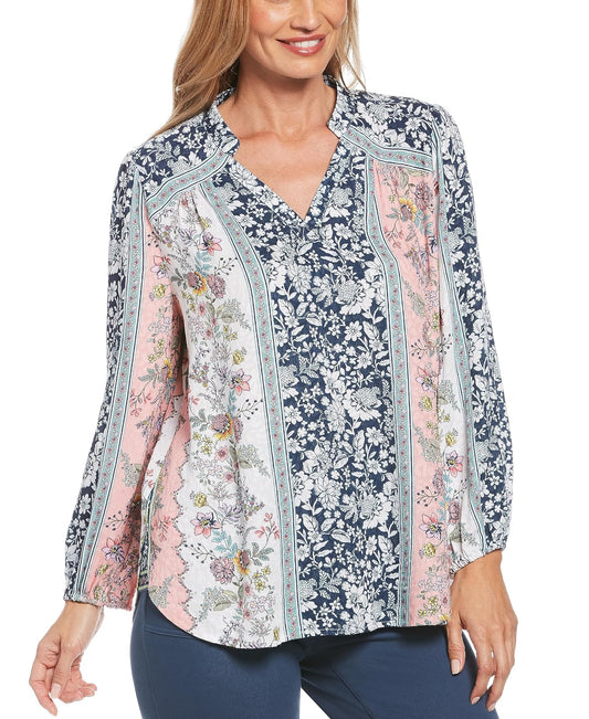 Rafaella Camiseta de Jacquard con Estampado Floral L/S Blusa para Mujer