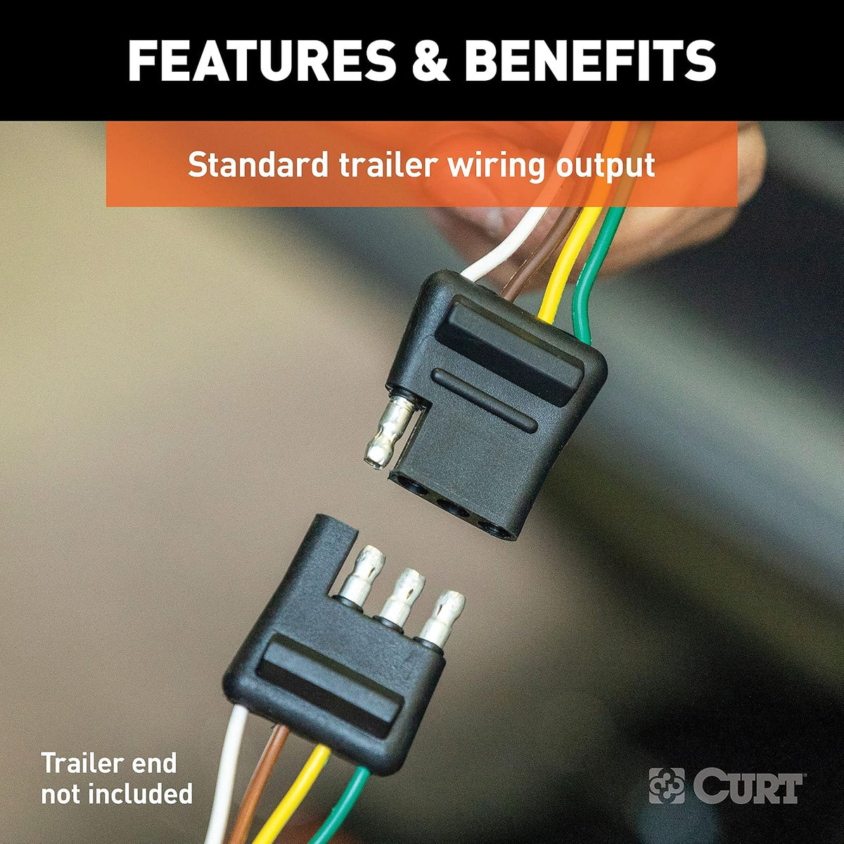CURT Convertidor de Luz Trasera de Remolque de 3 a 2 Cables 56130, 4 Pines