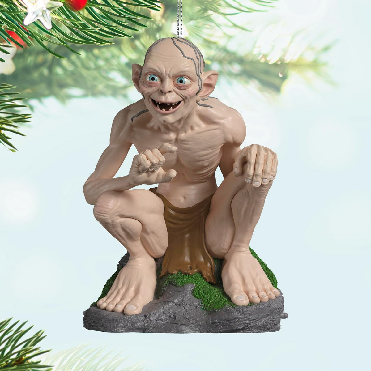 Hallmark - Adorno navideño de Recuerdo 2025, El Señor de los Anillos Gollum con Sonido y Movimiento, Regalos de película