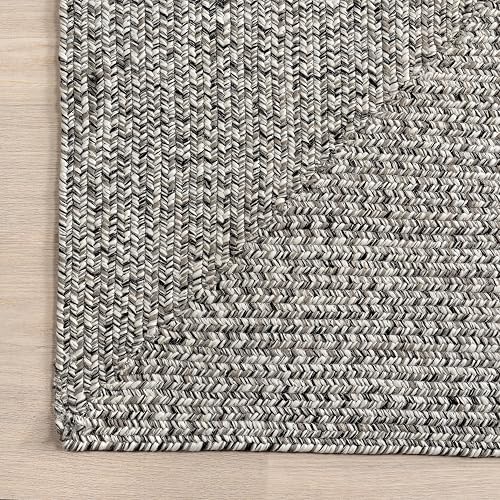 nuLOOM HJFV01C, Alfombra Trenzada para Interiores y Exteriores, Gris Claro/Sal y Pimienta, 61 x 91.4 cm