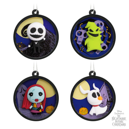 Hallmark Disney Tim Burton's The Nightmare Before Christmas Scenes Mini Adornos de Navidad, irrompibles, Juego de 4