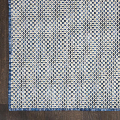 Nourison Courtyard - Alfombra de área para Interiores y Exteriores, Color Azul Marfil de 5 x 7 pies, geométrica, fácil de Limpiar, no se desprende, recámara, Sala de Estar, Comedor, terraza, Patio,