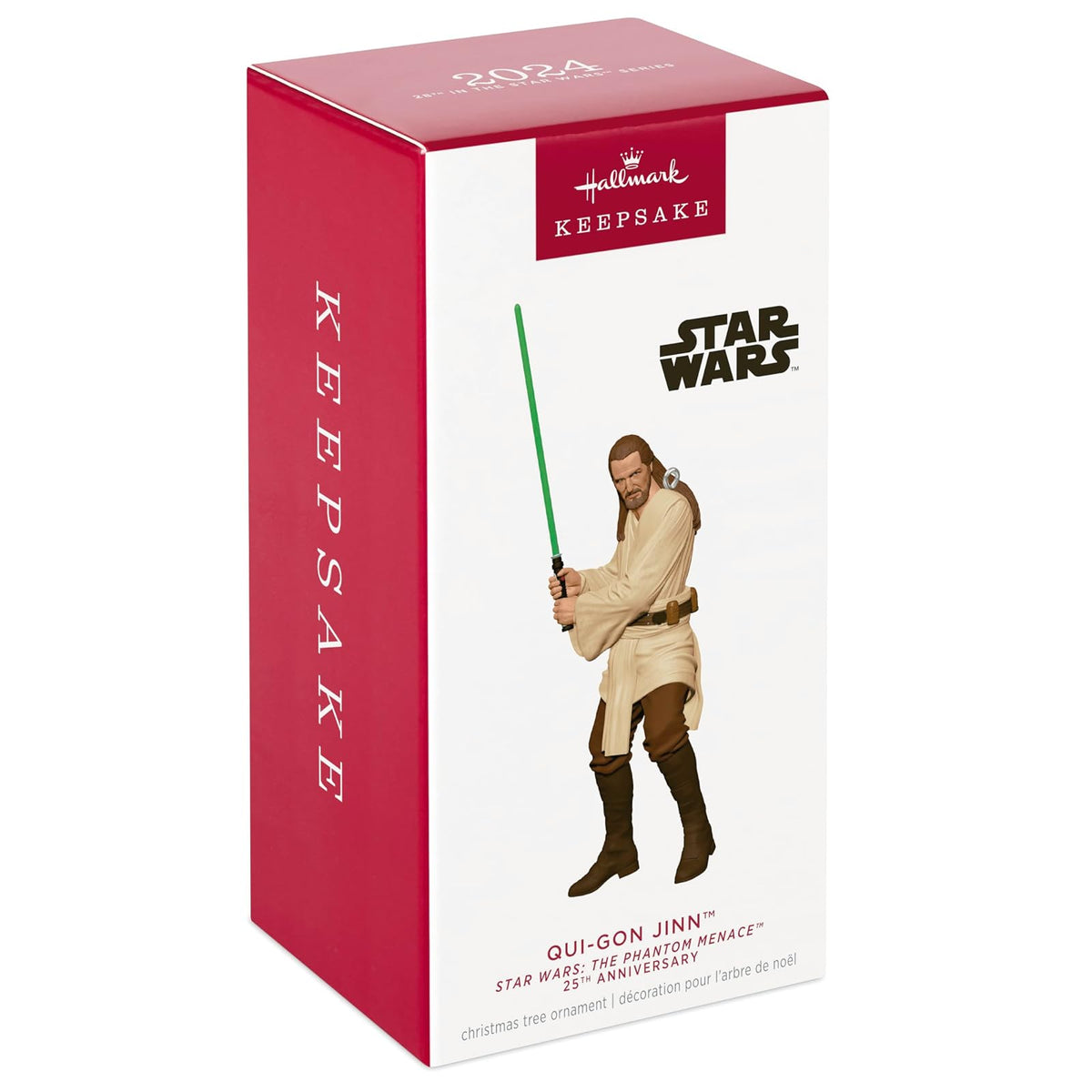 Hallmark - Adorno navideño de Recuerdo 2024, Star Wars: The Phantom Menace 25 Aniversario, Qui-Gon Jinn, Regalos para Fans de Star Wars