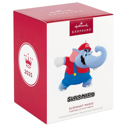 Hallmark - Adorno navideño de Recuerdo 2025, Nintendo Powered Up con Mario Elephant Mario, Regalos para Jugadores