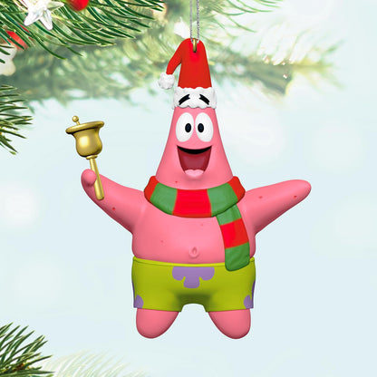 Hallmark - Adorno navideño de Recuerdo 2024, Nickelodeon Bob Esponja Pantalones Cuadrados Anillos de Patrick en la Temporada, Regalos de Dibujos Animados