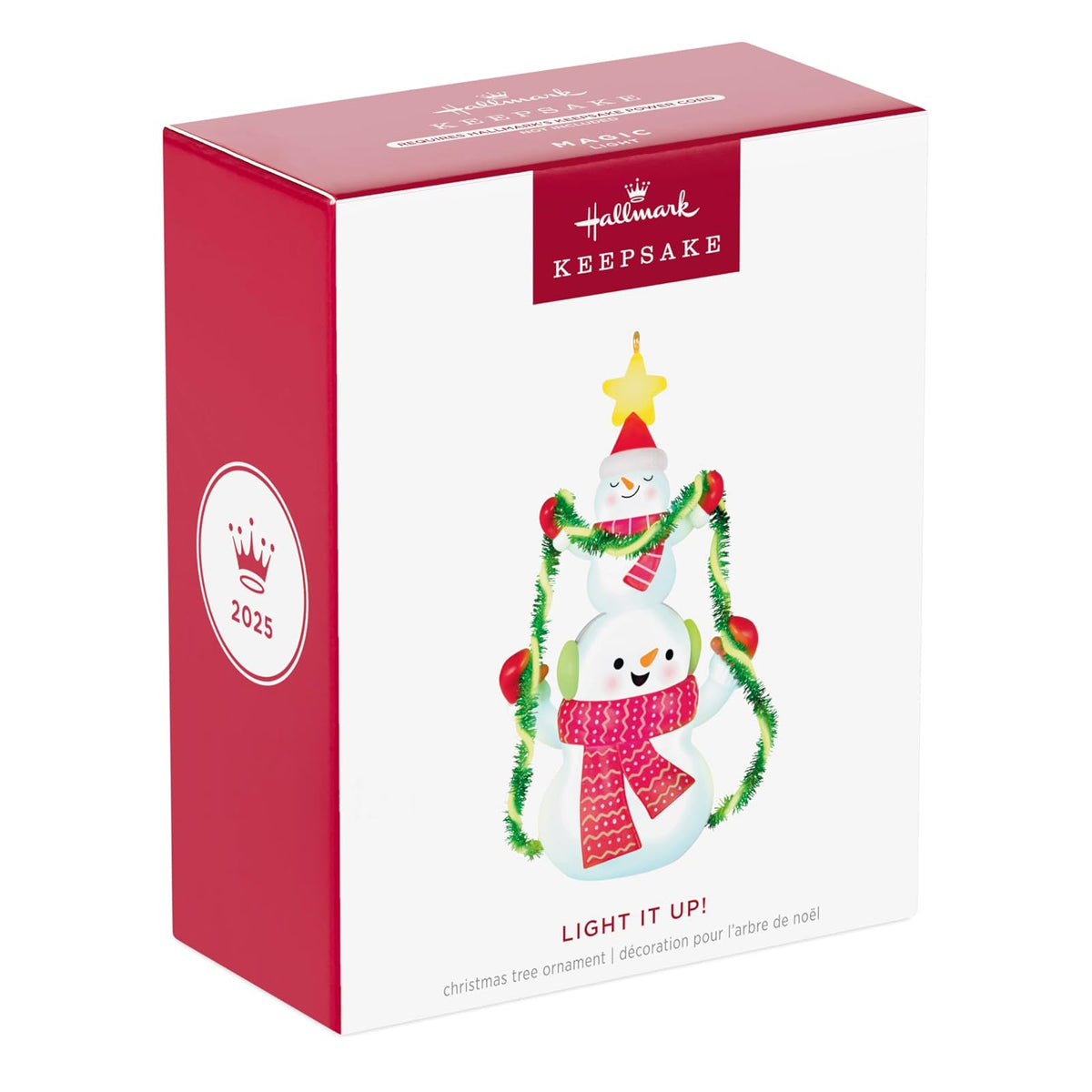Hallmark - Adorno navideño de Recuerdo 2025, iluminarlo Regalos para coleccionistas de muñeco de Nieve con luz