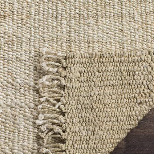 SAFAVIEH - Alfombra Decorativa de Fibra Natural, 3 pies x 5 pies, Marfil, Hecha a Mano con Flecos Bohemios, Ideal para Zonas de Alto tráfico en Entrada, Sala de Estar, recámara (NF368B)