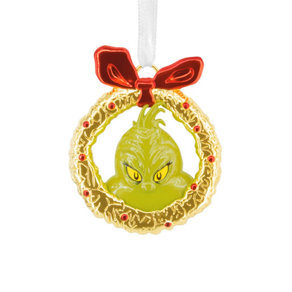 Hallmark Dr. Seuss's How The Grinch robó la Navidad Grinch en Corona de Adorno de Navidad, Metal, Regalos para los fanáticos del Dr. Seuss