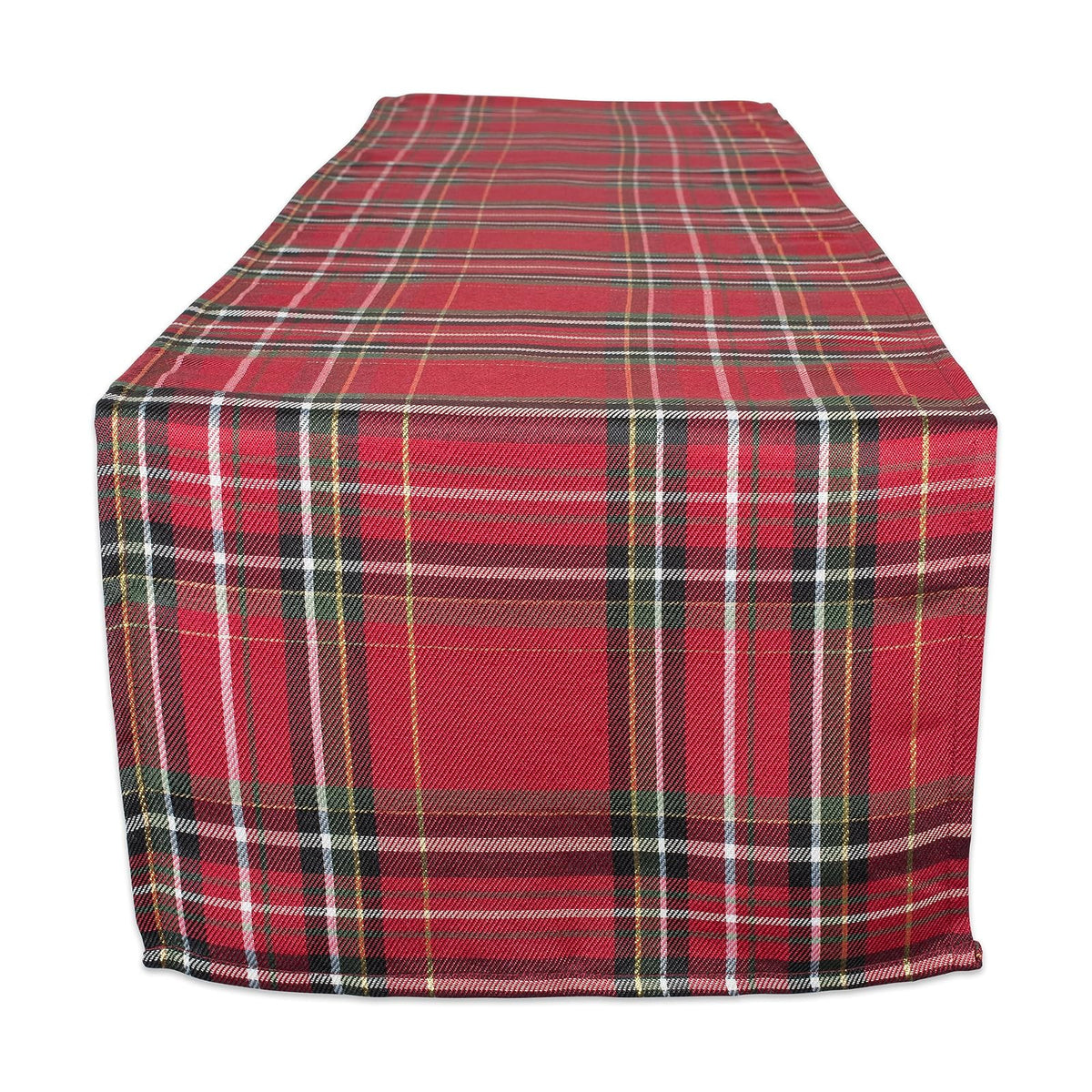 DII - Mesa de Comedor y decoración de Cocina, Tela metálica, Camino de Mesa de Navidad, 14 x 72 Pulgadas, Tela tartán Rojo