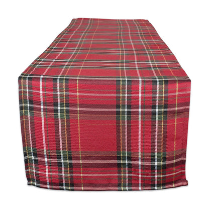 DII - Mesa de Comedor y decoración de Cocina, Tela metálica, Camino de Mesa de Navidad, 14 x 72 Pulgadas, Tela tartán Rojo