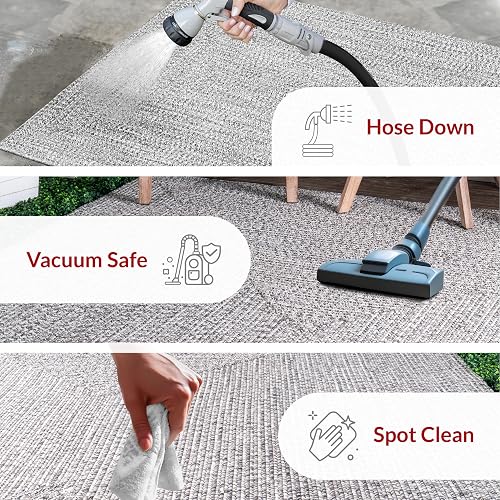 nuLOOM HJFV01C, Alfombra Trenzada para Interiores y Exteriores, Gris Claro/Sal y Pimienta, 61 x 91.4 cm