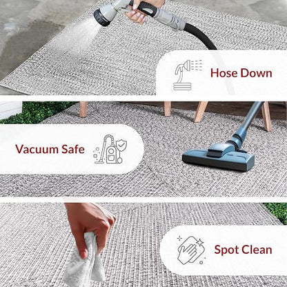 nuLOOM HJFV01C, Alfombra Trenzada para Interiores y Exteriores, Gris Claro/Sal y Pimienta, 61 x 91.4 cm