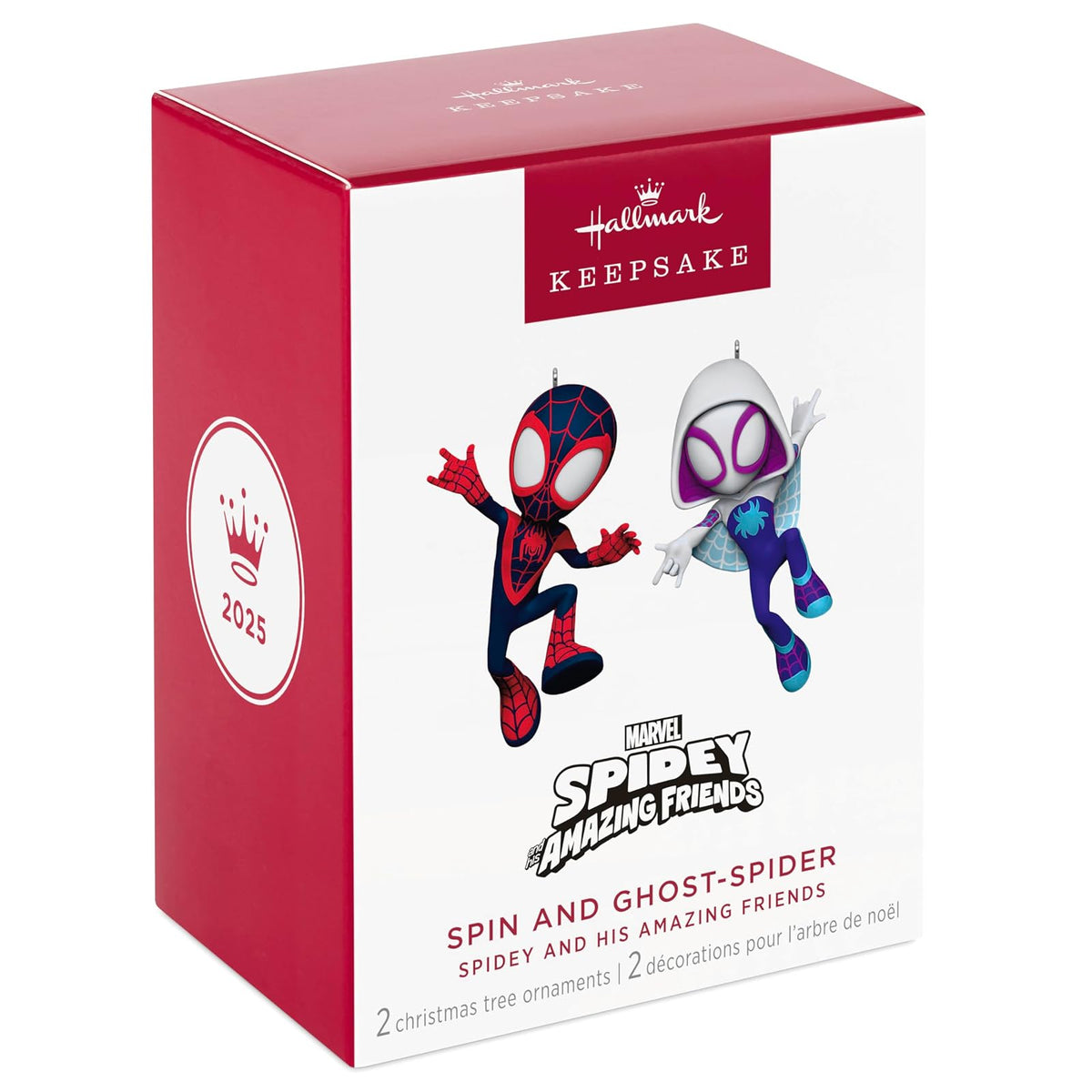 Hallmark - Adornos de Navidad de Recuerdo 2025, Marvel Spidey and His Amazing Friends Spin and Ghost-Spider, Juego de 2, Regalos para fanáticos de Marvel