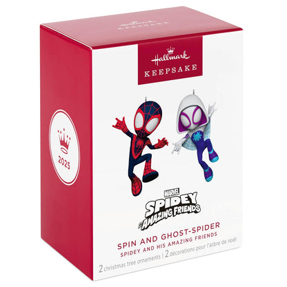 Hallmark - Adornos de Navidad de Recuerdo 2025, Marvel Spidey and His Amazing Friends Spin and Ghost-Spider, Juego de 2, Regalos para fanáticos de Marvel