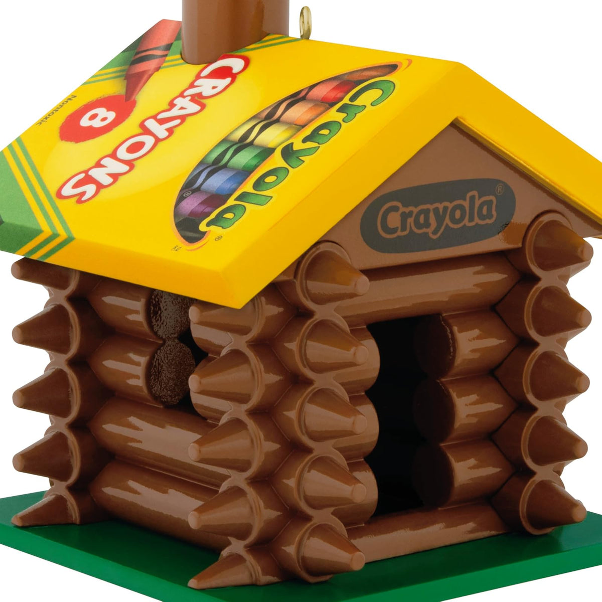 Hallmark - Adorno navideño de Recuerdo 2025, Crayola Colorida cabaña de Troncos, Regalos para niños