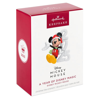 Hallmark - Adorno navideño de Recuerdo 2025, Disney Mickey Mouse A Year of Disney Magic