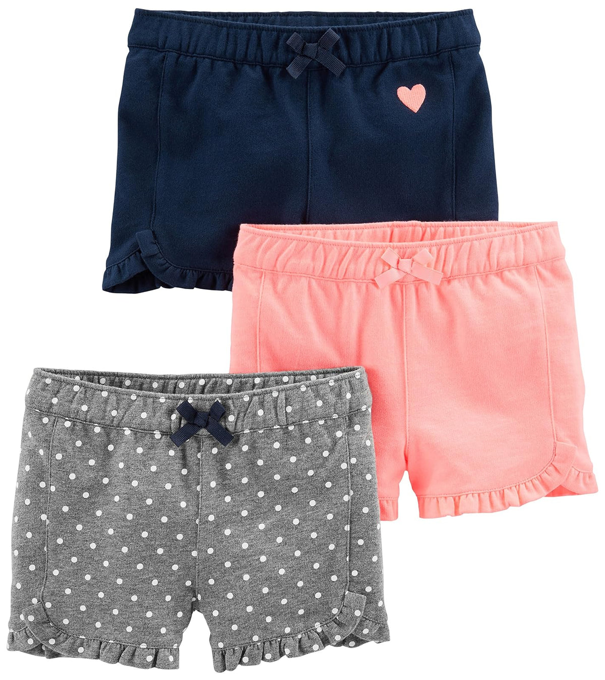 Simple Joys by Carter's Paquete de 3 Pantalones Cortos de Punto Pantalones Cortos para Bebé-Niñas - Rosa, gris, azul marino - 4 Años